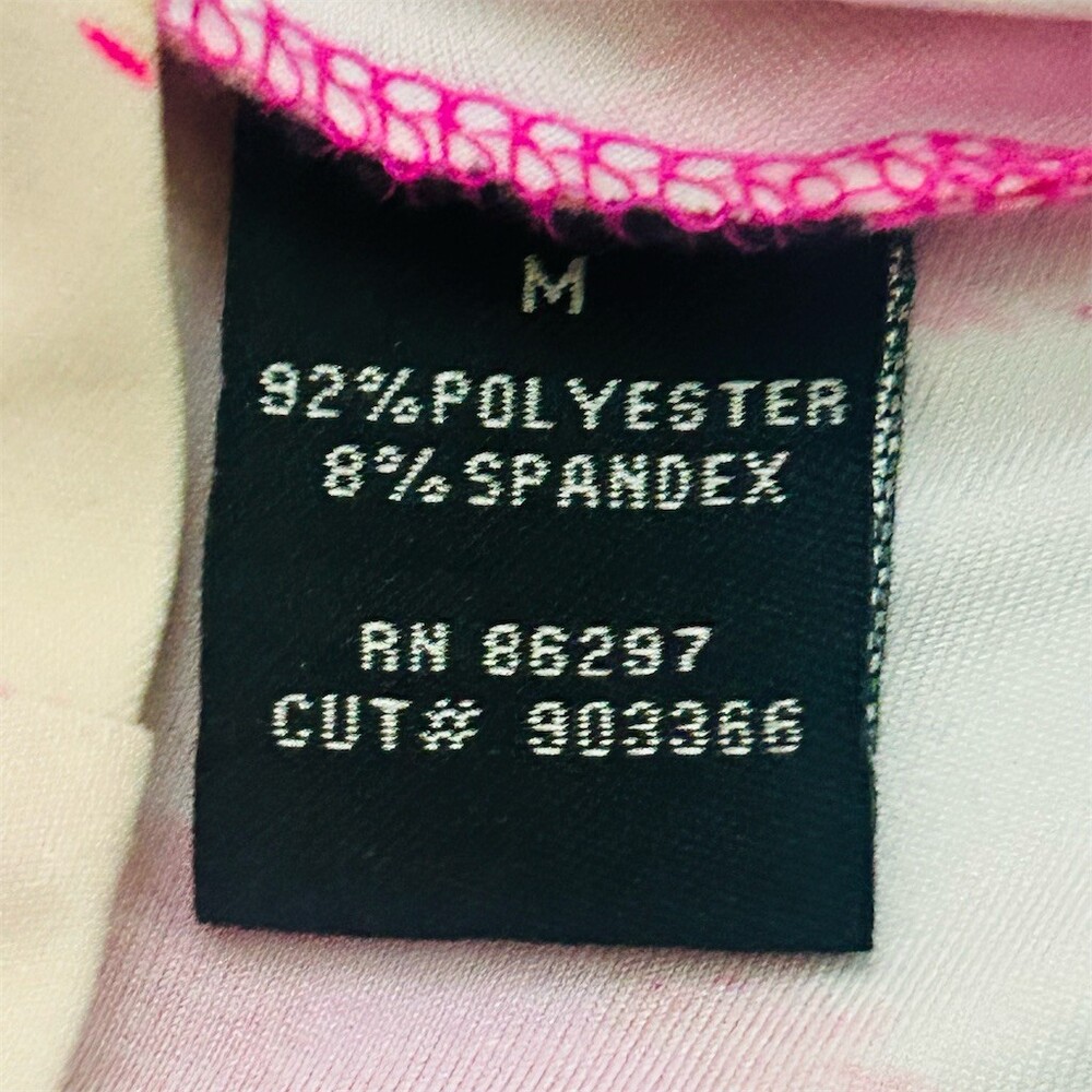 BCBGMAXAZRIA Dress Womens Size M Pink White Abstract Knot Front Shift - Picture 4 of 10
